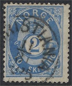 NK 17c 2 skill ultramarin blå st. Christiania 11/3-1875