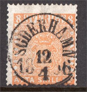SVERIGE F4 8 skill bco med vacker cirkelstämpel "Söderhamn 12.4.1856"