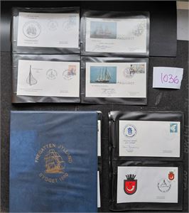 MOTIV: FREGATTEN JYLLAND 55 spesialkonvolutter fra diverse land  i noe falmet perm