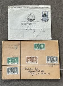 BREV 2 brev fra Blantyre, Nyasaland til London 1937 og Addis Abeba til USA 1946
