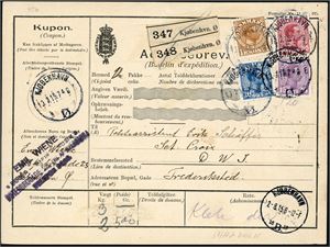 Two Danish Adressebrev, sent from Copenhagen to St. Croix in 1915.