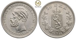 50 øre 1893 Oscar II. Kv.0