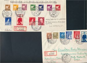 FØRSTEFLYVNINGER 2 stk 1954 og 1957, den ene med veldig spesiell frankering