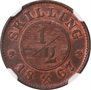 1/2 Skilling 1867 MS65BN