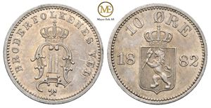 10 øre 1882 Oscar II. Kv.0