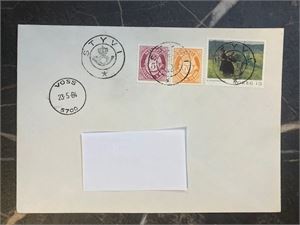 Pent brev stemplet Kronet Posthorn STYVI