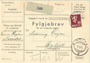 NISSEDAL HJ på følgebrev