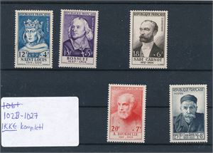 FRANKRIKE xx Mi 1015-19, 1954 berømte personer uten toppverdi (€ 120)