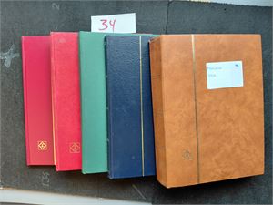 DDR Mengder av merker i 5 innstikksbøker. Mye ser ut til å være postalt brukt. De to Marx-blokkene på det ene bildet er hengslet