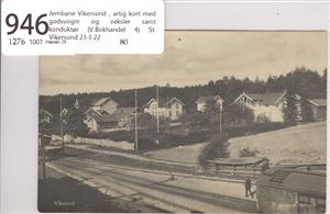 Jernbane Vikersund , artig kort med godsvogm og veksler samt konduktør (V.Bokhandel 4) St. Vikersund 23-I-22