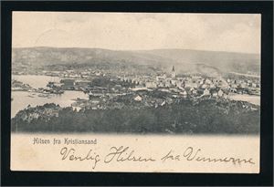 HILSEN FRA KRISTIANSAND (anonymt). Brukt i Danmark 1905