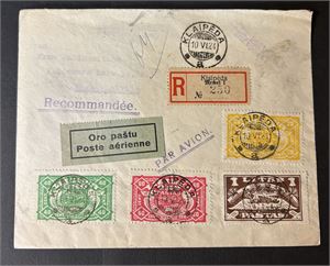 BALTIKUM-LATVIJA Rek luftpostbrev stemplet "KLAIPEDA 10 VI 24" til Riga. Pent brev, bør være sjeldent?