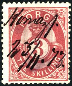 18. 3 skilling posthorn med håndskrevet "Komagf. 23/11 72" (Komagfjord, FI).