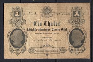 SACHSEN 1 Thaler 1867, mycket sällsynt!