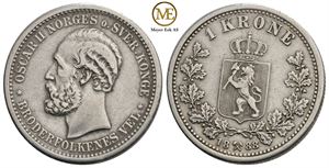 1 krone 1888 Oscar II. Kv.1/1+