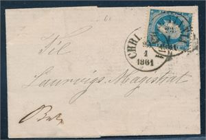 NK 4 på lite brev st "Christiania 29-1-1861" til Laurvig