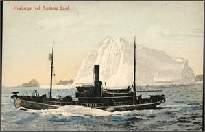 Hvalfangst ved Grahams land. Hvalbåten "Grib". Stemplet "Sandefjord" i 1910. K-1