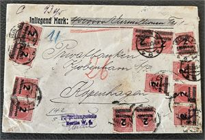 REICH-INFLASJONSBREV Brev til København med pengeinnhold. Ubrutte segl bak, pengene tatt ut.