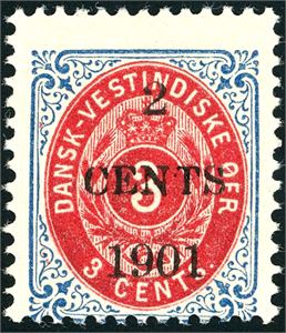 18 Bx. 2 cent 1901 with "1901" in large types. Centered down. Cert. C.Aa. Møller.