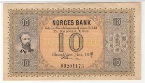 10 kroner 1890 Oscar II. B.0201175. Kv.1+