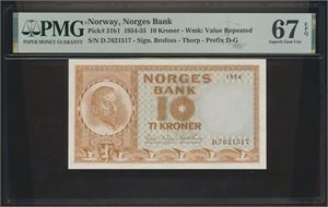 10 Kroner 1954 D PMG 67 EPQ*