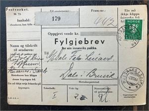 NORDLAND Følgebrev stmpl. Russånes i Salten