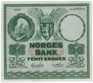 50 kroner 1950 A.2296986. Kv.1+