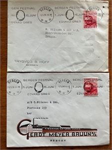 5 brev med firmalogo fra Bergen - 1950-tallet