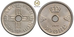 50 øre 1945 Haakon VII. Kv.0