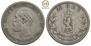 50 øre 1888 Oscar II. Kv.1