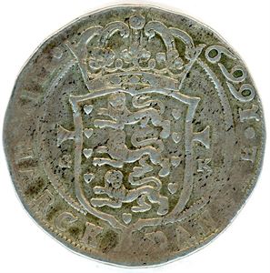 Danmark. 1 krone 1669, med omvendt omskrift og med "V" og ikke "U" i "Dominvs". 1-/2