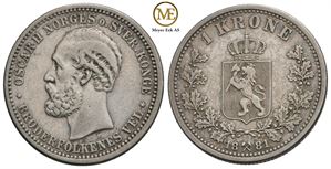 1 krone 1881 Oscar II. Kv.1+