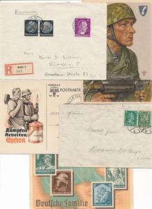 TYSKLAND, Album med 25 brev kort fra ca 1920 til 1945. En del propagandakort, diverse