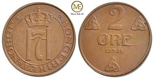 2 øre 1928 Haakon VII. Kv.0