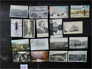 Bunke eldre kort inkl noen kartong. Noen utenlandske med norske mortiv i veldig fin kvalitet. 3 bilder viser alle kortene