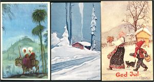 Trygve M. Davidsen. Nær 120 postkort, der 108 er signerte. Noe mer enn halvparten er i småformat.