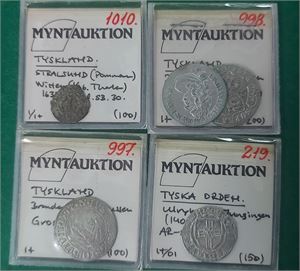 TYSKLAND Fyra medeltida tyska mynt, inropade vid en äldre auktion.