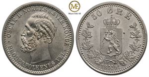 50 øre 1891 Oscar II. Kv.0