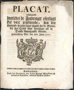 "Placat" about slaves, from 1777.
