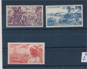 GUADELOUPE xx Mi 231-33, 3 toppverdier siste serie i 1947 (€ 25)