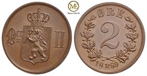 2 øre 1889 Oscar II. Kv.0