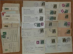 Brevlot Lot ca 60 H7-lotteri gjennomgangskort. Mest bra kvalitet. Kun rundstpl, mest ordinære stpl. Inspiser