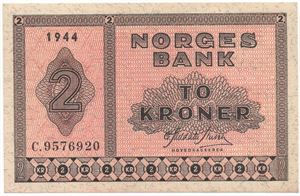 2 kroner 1944 C.9576920. Kv.0/01