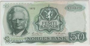 50 kroner 1972 X.3108294. R-seddel. Kv.0/01