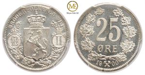 25 øre 1900 Oscar II. Kv.0