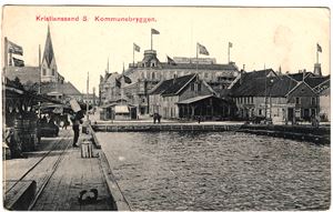 KRISTIANSAND S. KOMMUNEBRYGGEN. (N. K. 265). Sendt til Belgia 1909