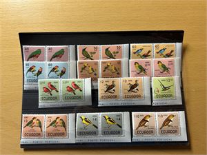 ECUADOR xx Mi 1230-41, 1966 fugler i par (kun et enkeltmerke 2,50)(€ 77)