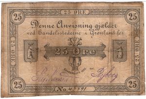 25 øre 1892 Grønland. No.43591. Kv.1-/2