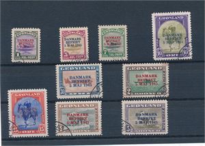 GRØNLAND o Mi 17-25 Danmark Befriet, stemplet serie (€ 700)