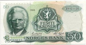 50 kroner 1982 Z.0521126 erstatningsseddel. Kv.01